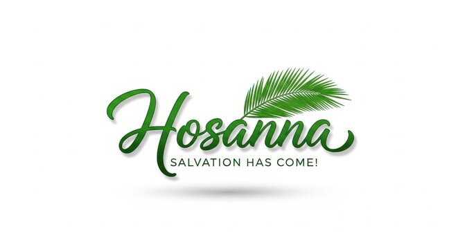 hosanna, salvation, palm, sunday, easter, religious, christian, faith, hope, spiritual, worship, church, scripture, bible, lord, jesus, christ, holy, celebration, festive, green, graphic, design, vect