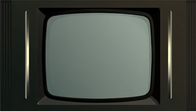 Old style television with blank screen on dark background highlighting vintage electronics and minimal composition. Generative AI.