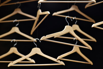 Clothes hangers on a black background	