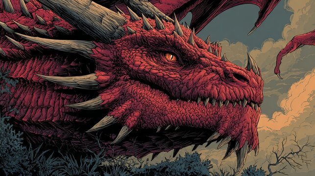 Dragon illustration in comic book style. Colors easily changed. Prints at any size, always sharp.