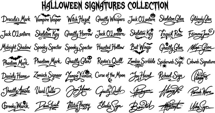 halloween signature fonts spooky handwritten typography collection