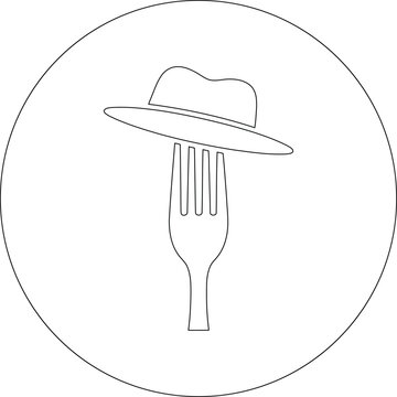 A fork wearing a hat in a circle