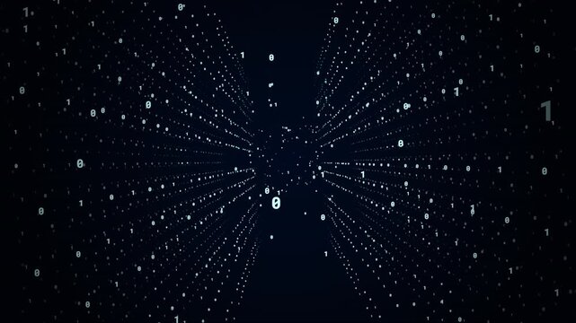 Cinematic 3D Binary Code Data Trench Flythrough Blue 1080p Seamless Loop