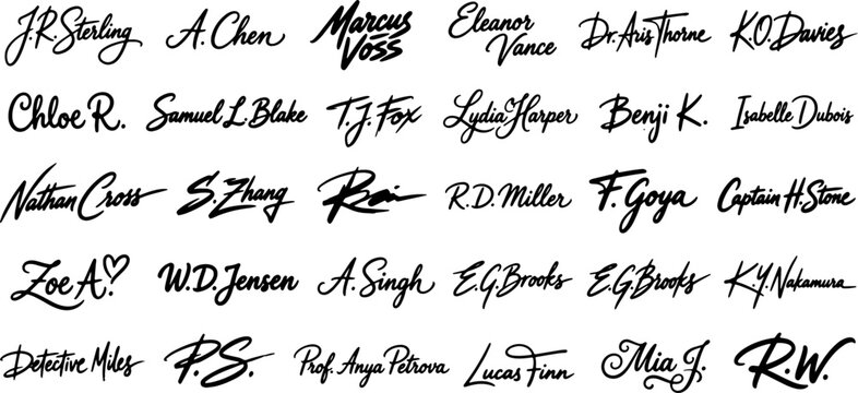handwritten signature collection modern script font style bundle