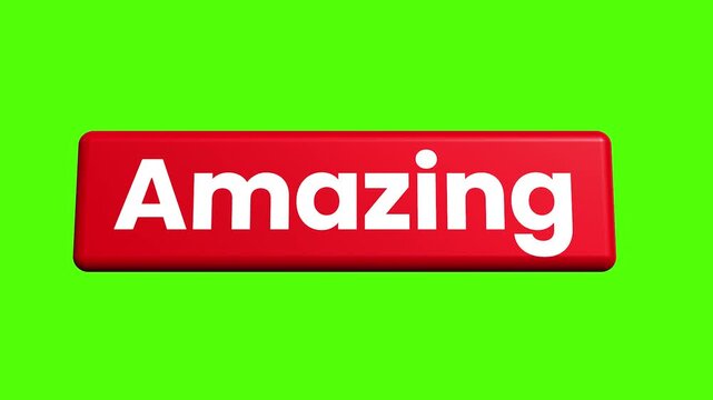 Amazing Text Button Animation on Red Background with Green Screen
