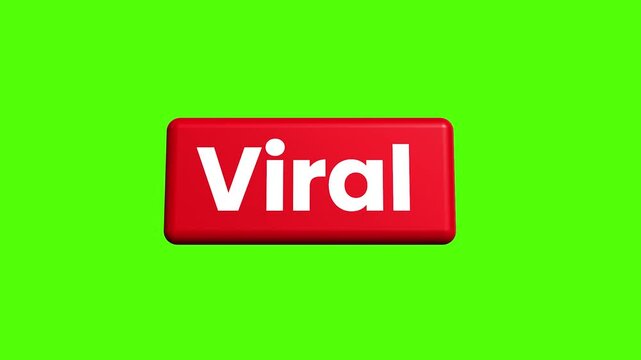 Viral Text Button Animation on Red Background with Green Screen
