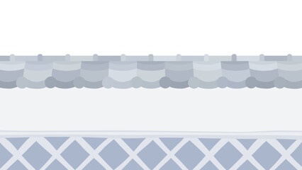 かわいいなまこ壁と瓦屋根の塀の背景イラスト_16:9 © ふわぷか