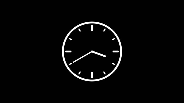 Simple Flat Animated Clock On Black Background Video