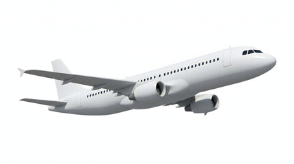 Fototapeta premium A white airplane flying through a clear sky with its engines on