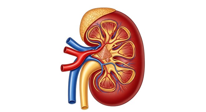 Human kidney with vessels and ureter anatomy organ medical