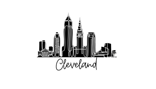 Cleveland city skyline silhouette vector illustration on white background