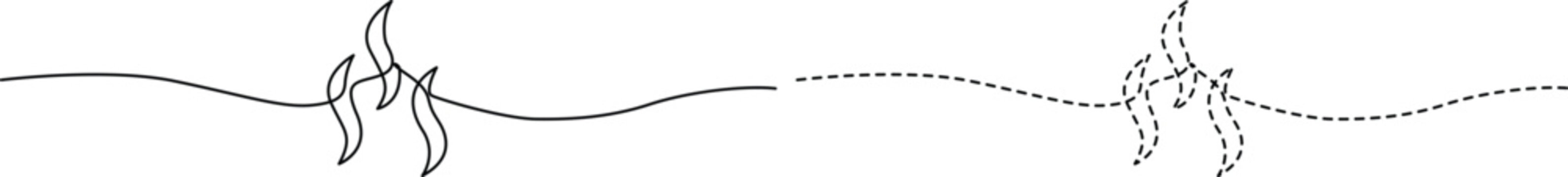 Contrasting styles of flame and abstract fire elements depicted in line art Vector