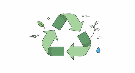 Obraz premium Eco-Friendly Cycle: a clean and minimal illustration of the universally recognized recycling symbol, designed to inspire eco-consciousness and promote sustainable living.
