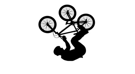 Fototapeta premium Silhouette of a BMX Rider Performing an Aerial Backflip Stunt