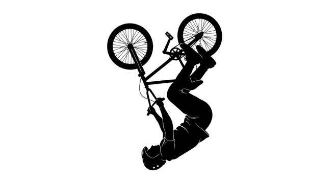 Silhouette of a BMX Rider Performing a Backflip Stunt