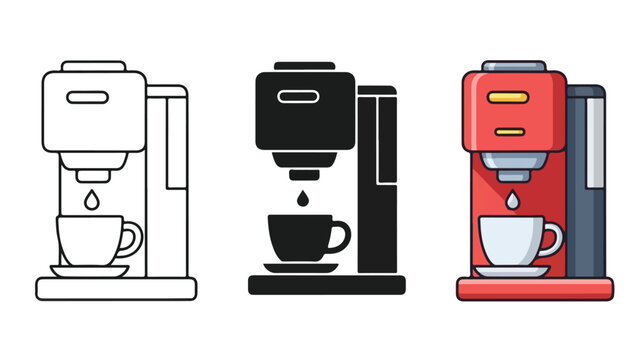 Coffee Maker Icons Set - Minimalist, flat icon, outline, glyph, linear, clipart, sticker - icon set