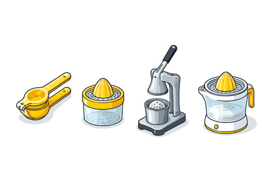 Collection of four different citrus juicers and reamers for making fresh juice