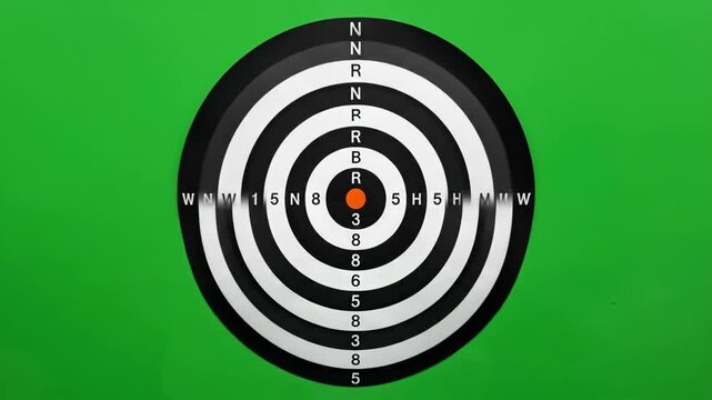 Precision aiming targets on green backdrop for accuracy testing or calibrations