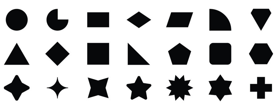 Geometric Basic Shapes Collection Vector with Polygonal Elements and Minimal Flat Design for Creative Projects