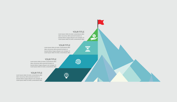 3-Step Business Growth Mountain Infographic with Goal Achievement and Strategy Steps
Success Path Mountain Illustration with Milestones and Financial Growth Concept Corporate Strategy Pyramid Infogr