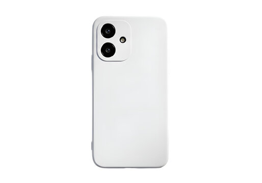 White Smartphone Back with Dual Camera and Case on white background , Isolated on Transparent Background, PNG, Generative AI 
