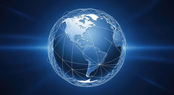 Global network connection earth map