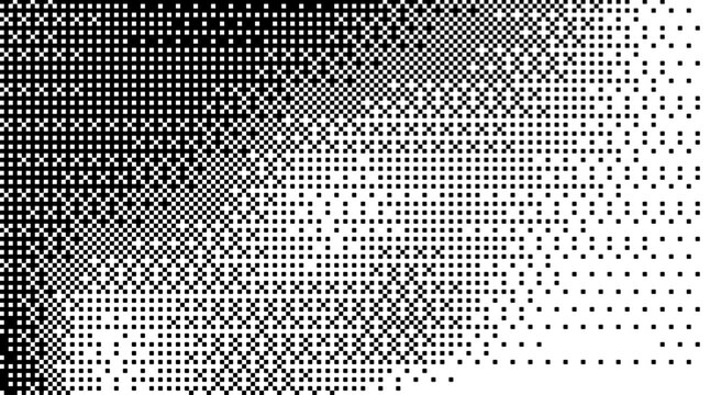 Abstract bitmap halftone texture shows pixelated gradient gradation with dither effect. Retro y2k game computer tech techno vibe, vintage cyberpunk grain noise bit pixel art feel, digital mood glitch.