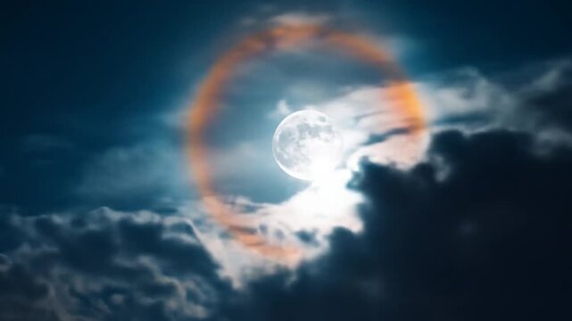 Night sky moon behind clouds artistic render dramatic lighting atmosphere