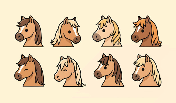 Collection of Horse Heads in Different Colors.