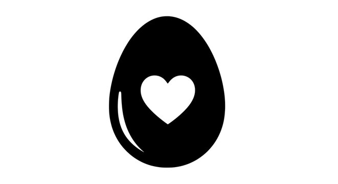 Black egg icon with heart shape inside