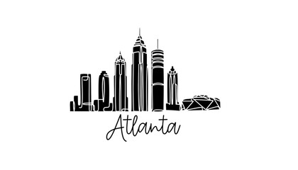 Fototapeta premium Atlanta city skyline silhouette vector illustration with diamond