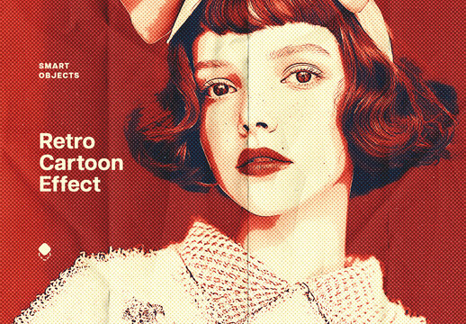 Retro Cartoon Photo Effect Mockup
