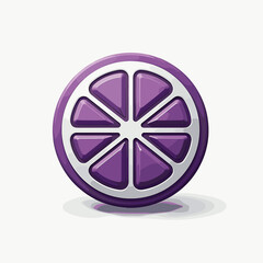 Obraz premium Purple citrus fruit slice with eight sections, visually appealing design perfect for logos or branding. Represents concepts of freshness and natural flavor, useful for food-related content.