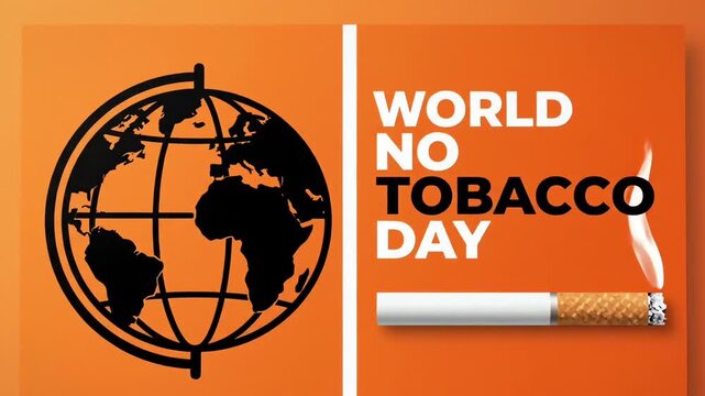 World no tobacco day creative global awareness visual with earth icon and cigarette illustration promoting stop smoking and quit smoking lifestyle message for public health video motion animation 