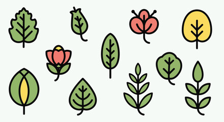 A delightful assortment of colorful cartoon fruits and vegetables with a ladybug and butterfly © Raju