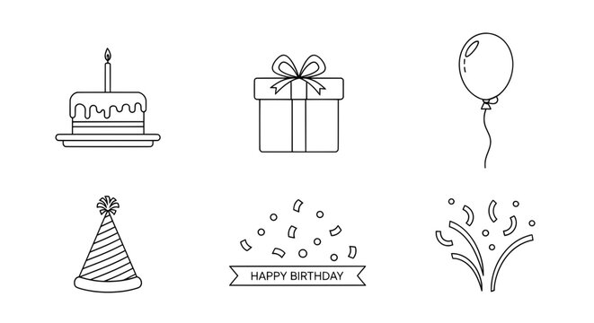Birthday vector set &ndash; Simple and decorative elements