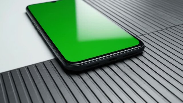 Smartphone with green screen display for media replacement and mockups