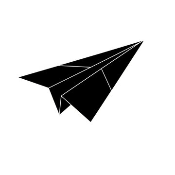 Black Paper Plane Silhouette Simple Design.