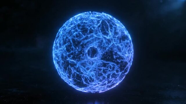 Glowing Blue Energy Sphere in Space.