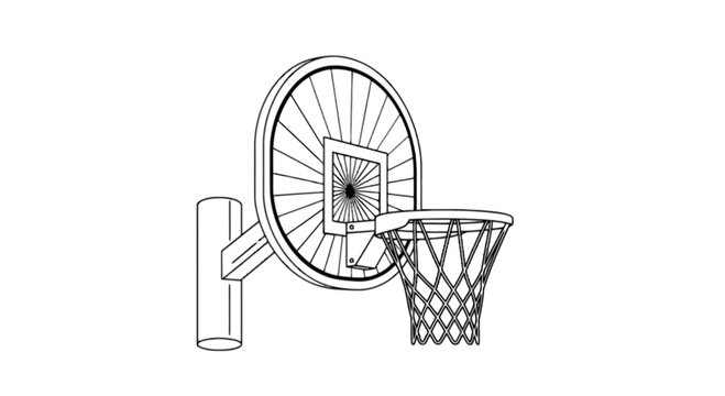 A basketball hoop with a net and backboard isolated on transparent background, Vector