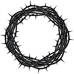 Fototapeta premium A black and white illustration of a crown of thorns on a plain background
