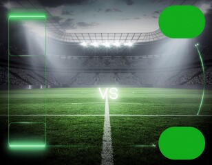 Obraz premium Modern Soccer VS Banner Template with Green Screen UI Flag Frames