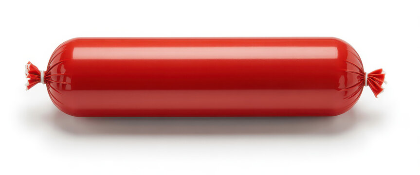 Red sausage in similar packaging packaged sausage meat product