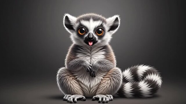 Cute Ring Tailed Lemur Baby Animal Portrait.