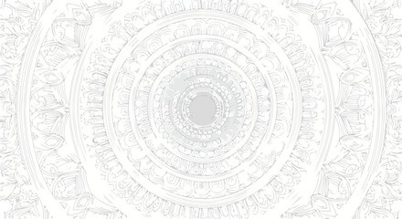 Fototapeta premium Intricate spiral tribal art design with concentric circles and ornate patterns on a white background