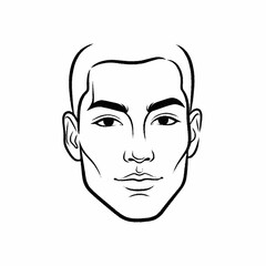 Fototapeta premium Striking Line Art Portrait of a Mans Face.