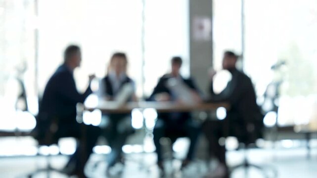 Business people, meeting and corporate discussion against a blurred background at the office