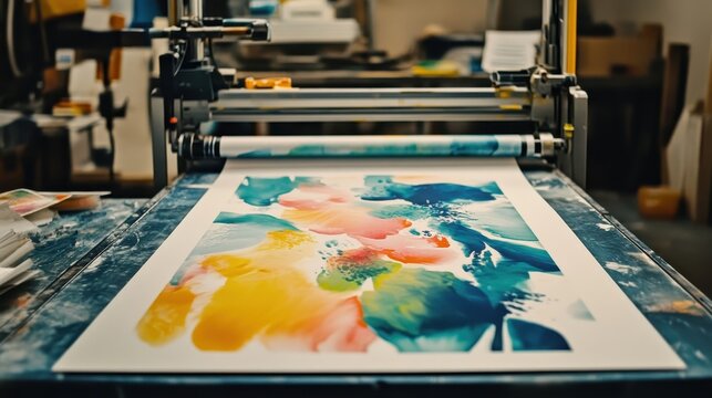 Detailed Inkjet Printing Process Showcasing Smooth Ink Application on Glossy Paper with Studio Light