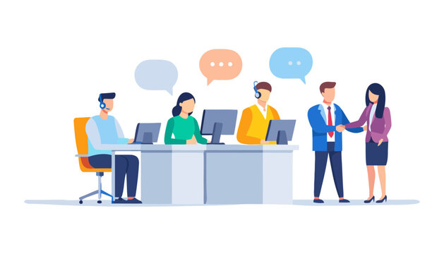 Business team working together in a modern office environment with computers