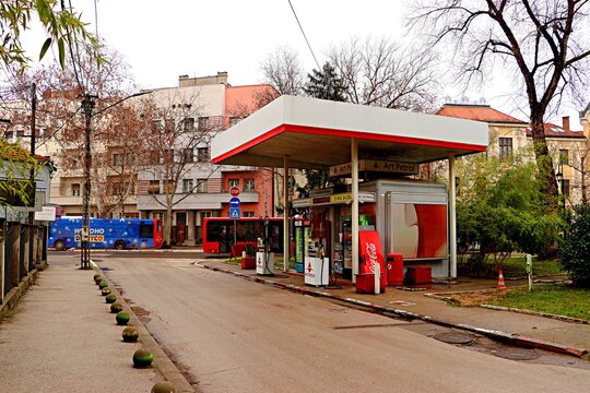 Ni&scaron;, Serbia,  Gas station on a city street